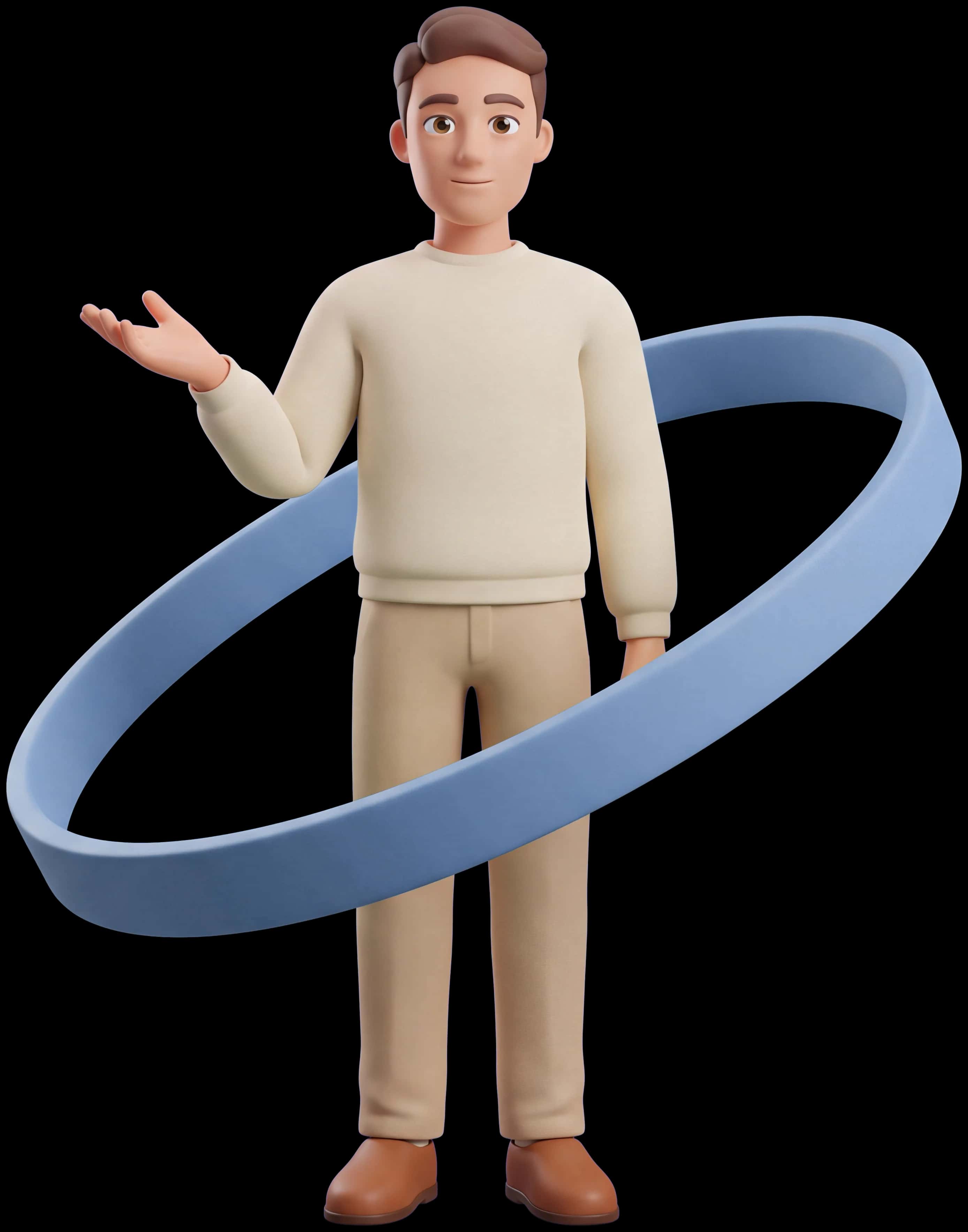 Blue Aura clay figure with blue aura ribbons