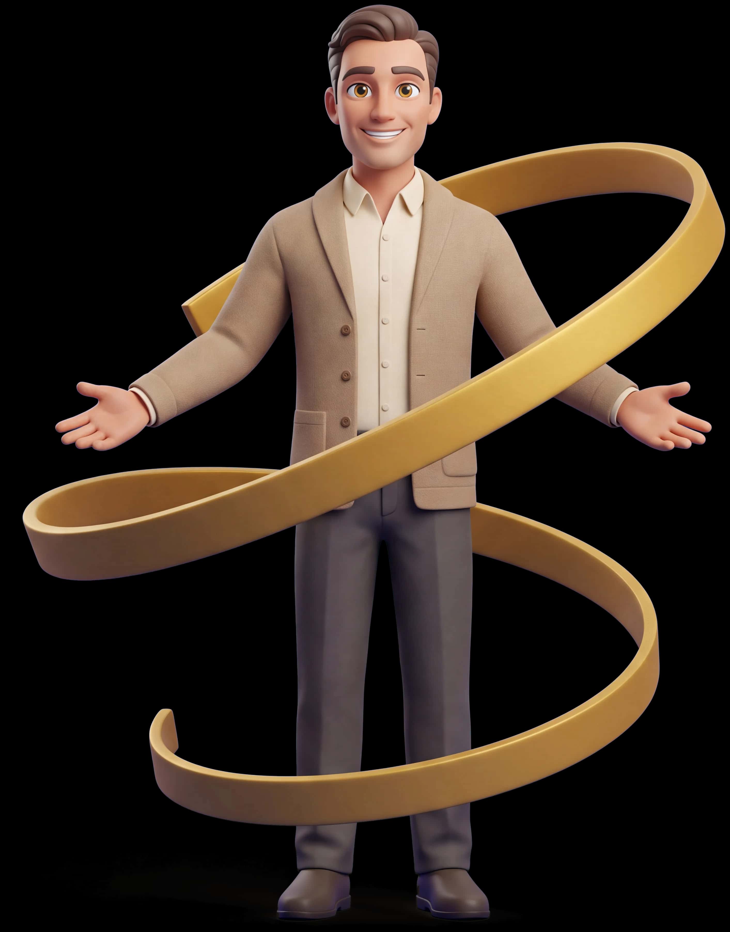 Gold Aura clay figure with gold aura ribbons