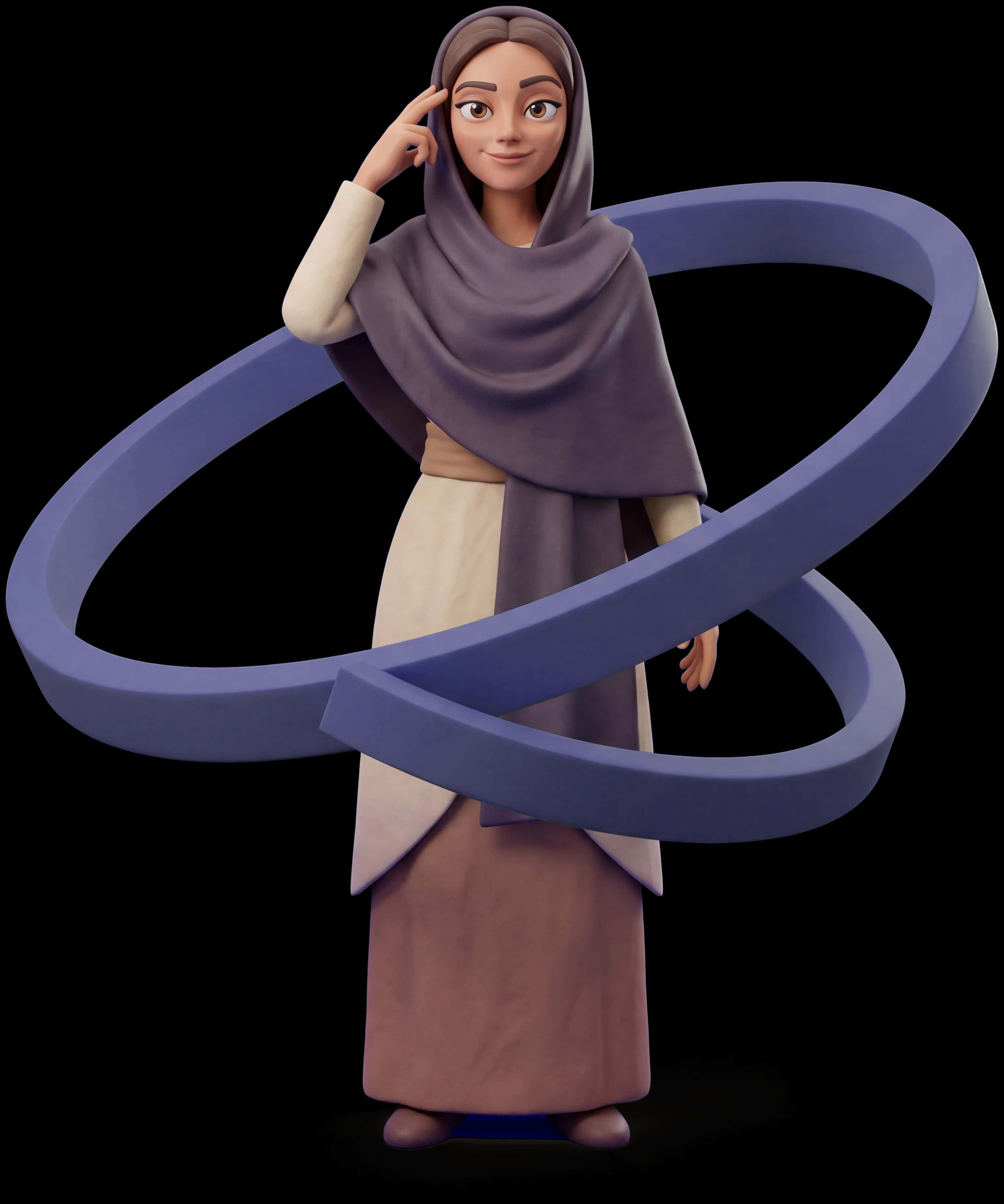 Indigo Aura clay figure with indigo aura ribbons