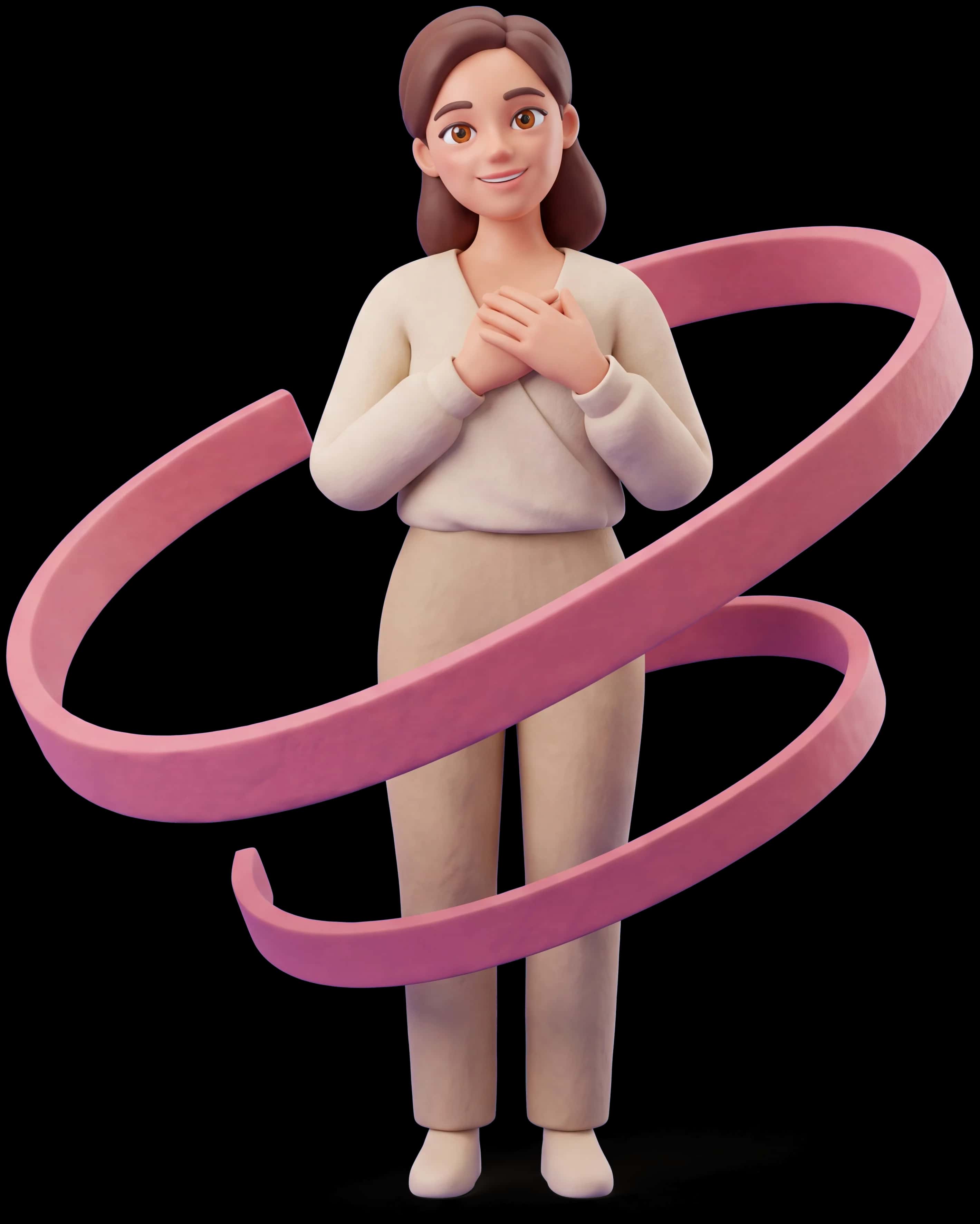 Pink Aura clay figure with pink aura ribbons