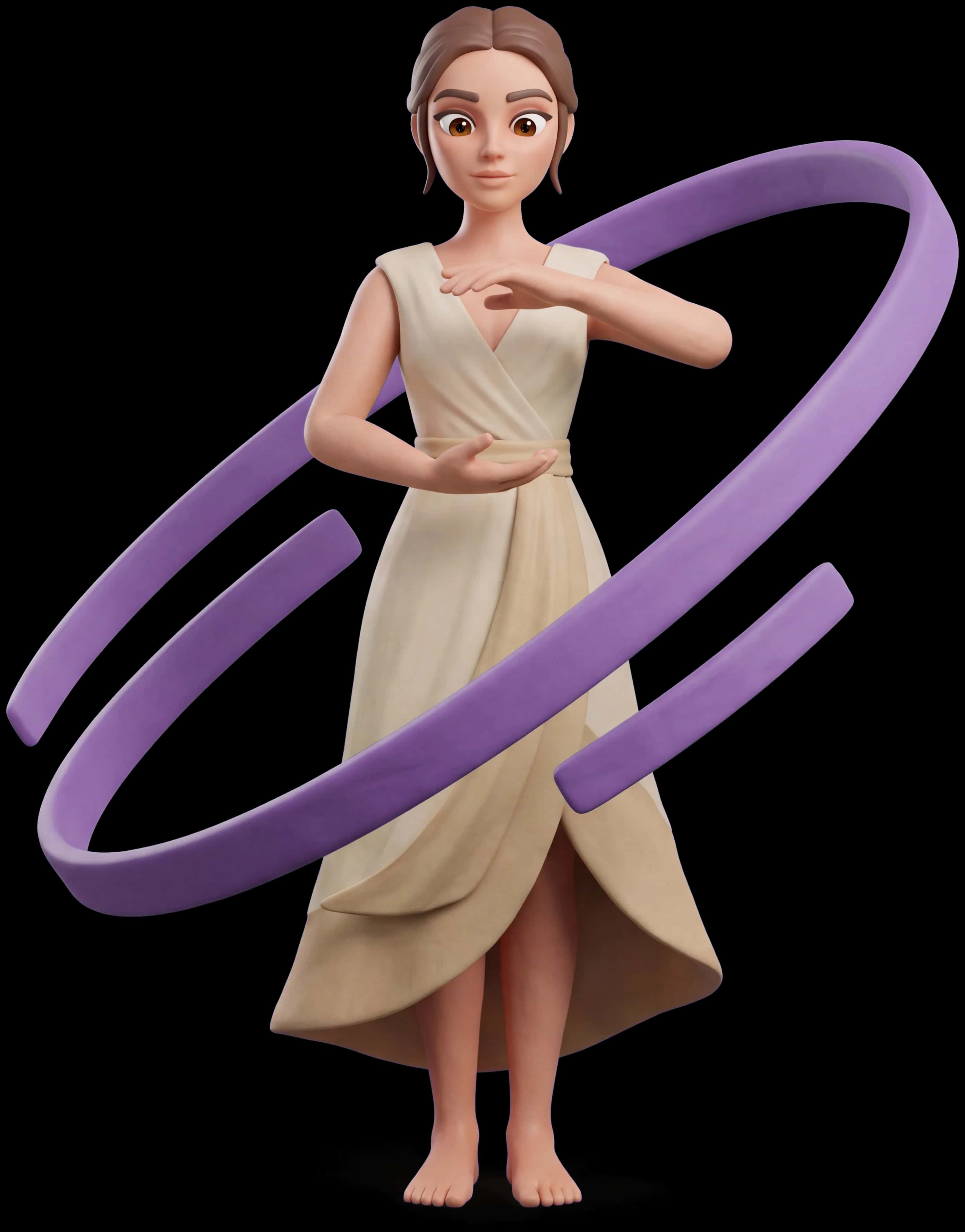 Purple Aura clay figure with purple aura ribbons