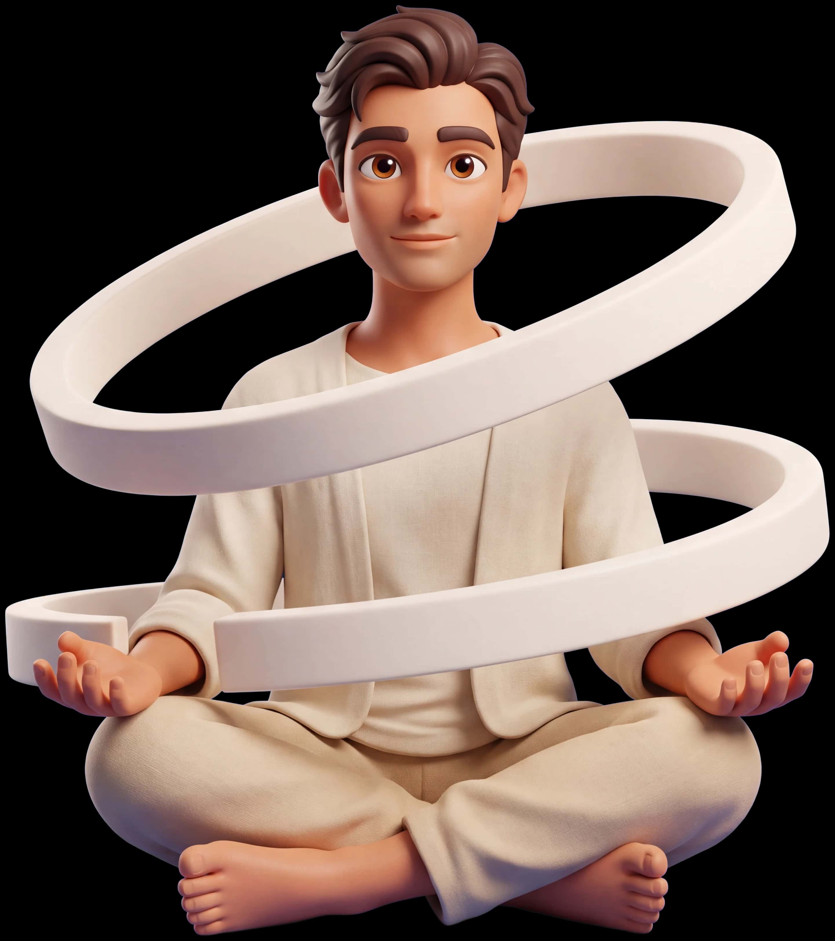 White Aura clay figure with white aura ribbons