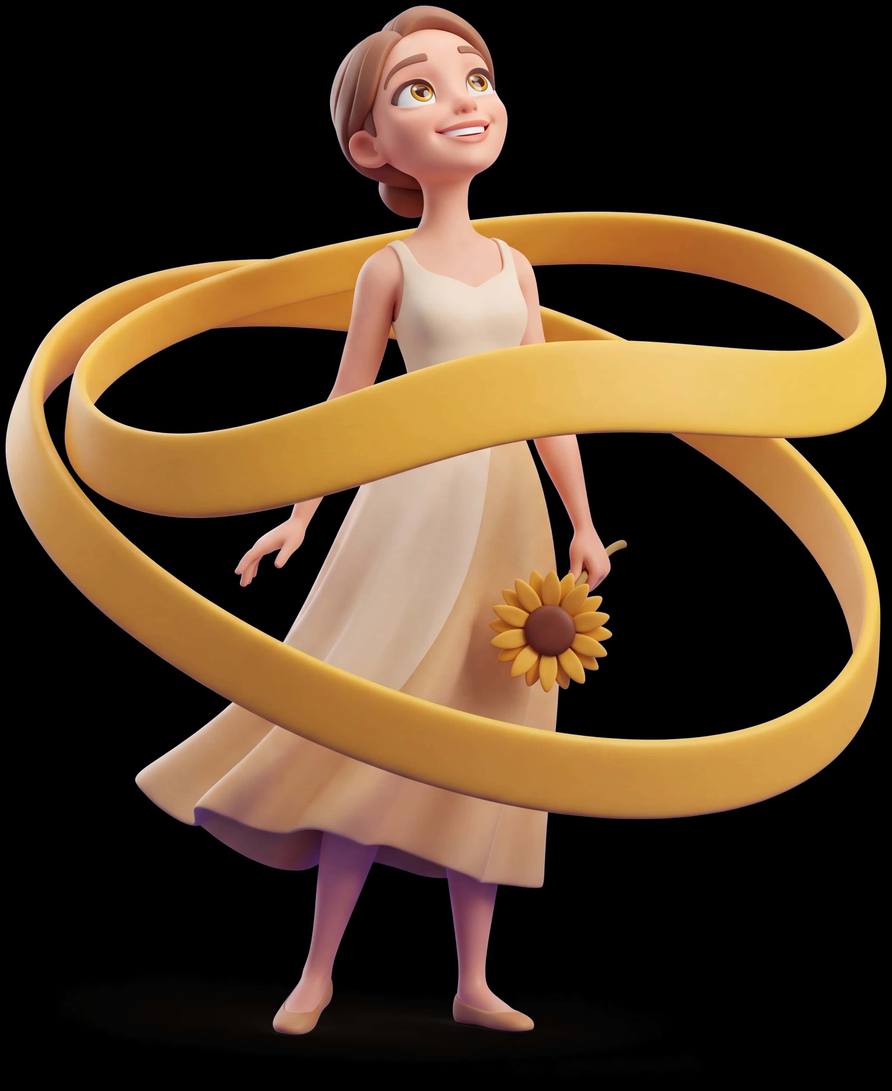 Yellow Aura clay figure with yellow aura ribbons