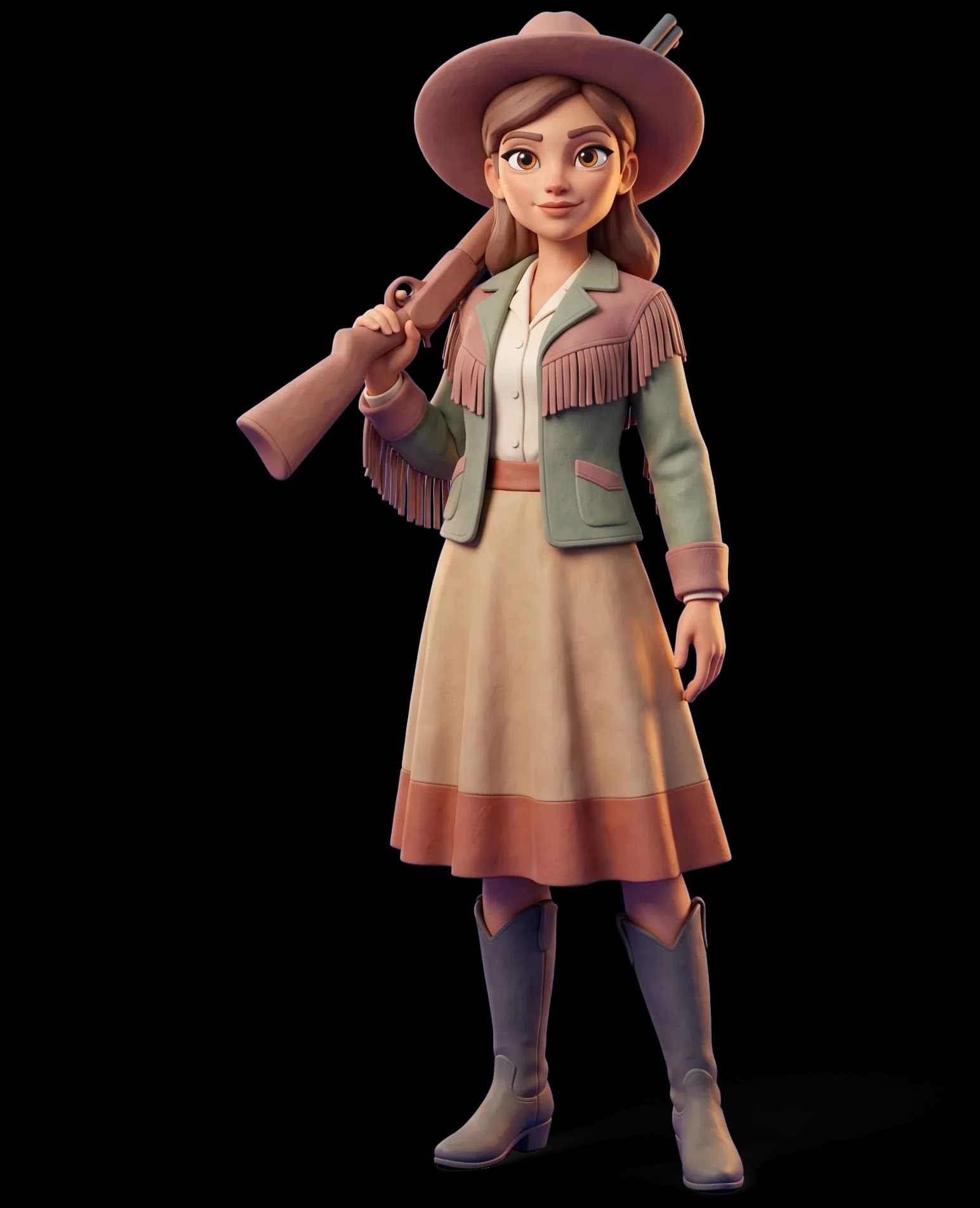Annie Oakley as a clay figurine