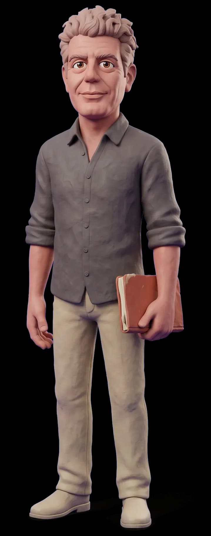 Anthony Bourdain as a clay figurine