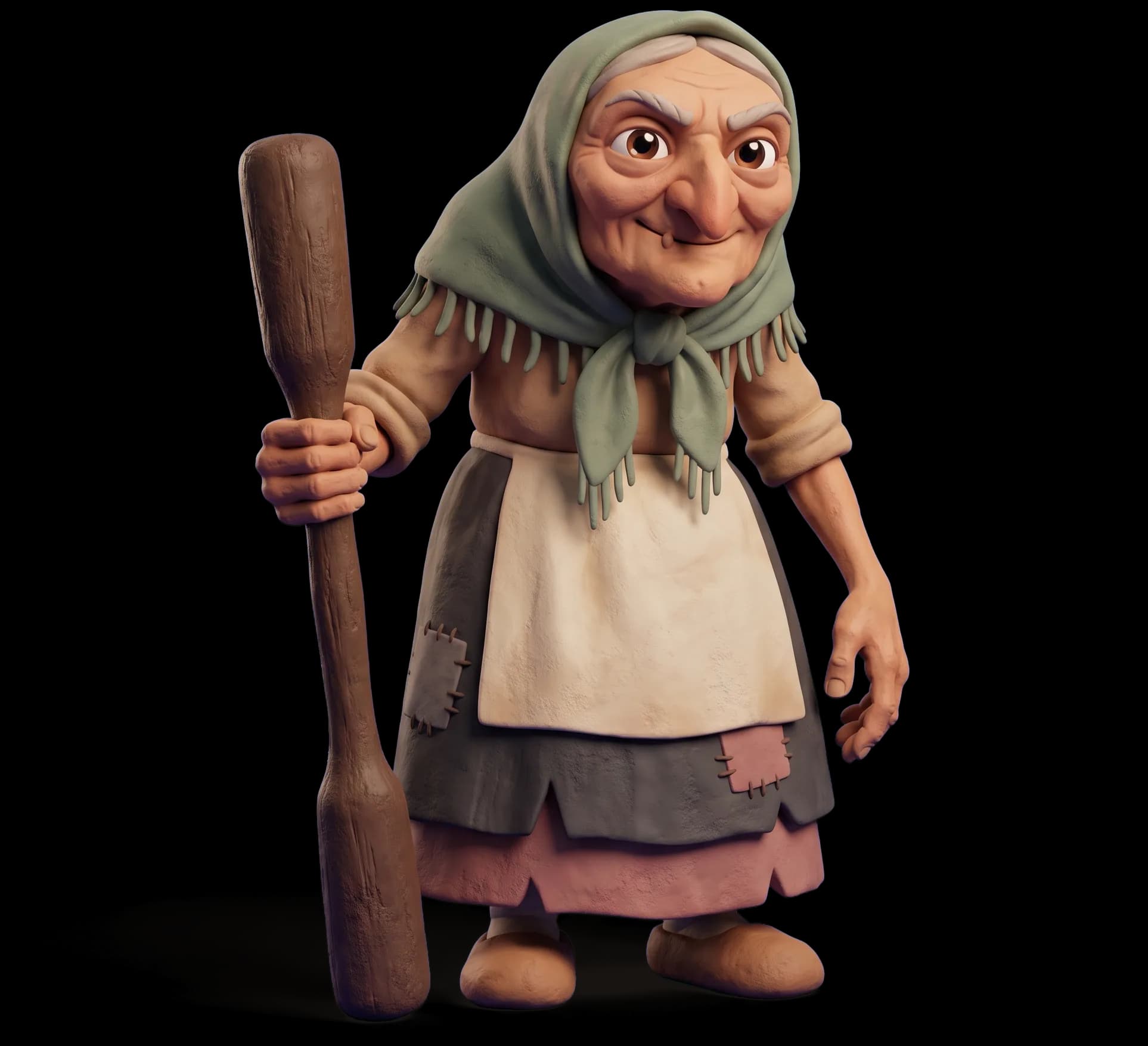 Baba Yaga as a clay figurine