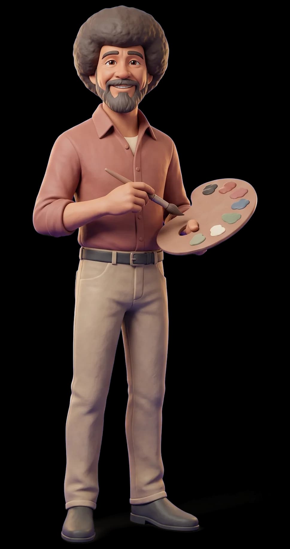 Bob Ross as a clay figurine