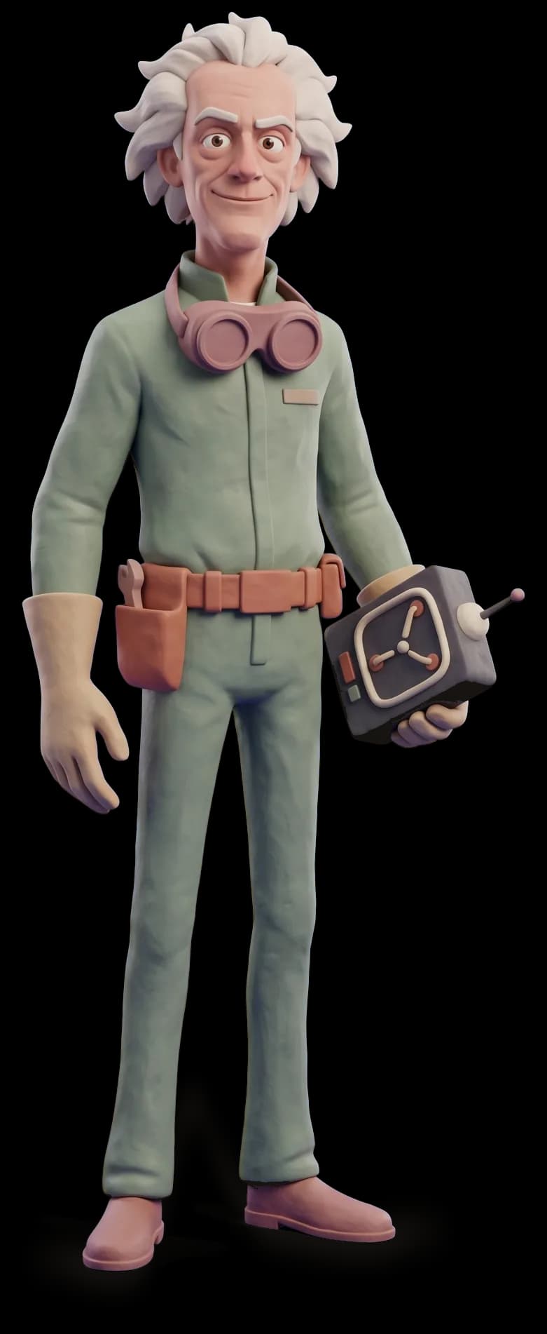 Doc Brown as a clay figurine