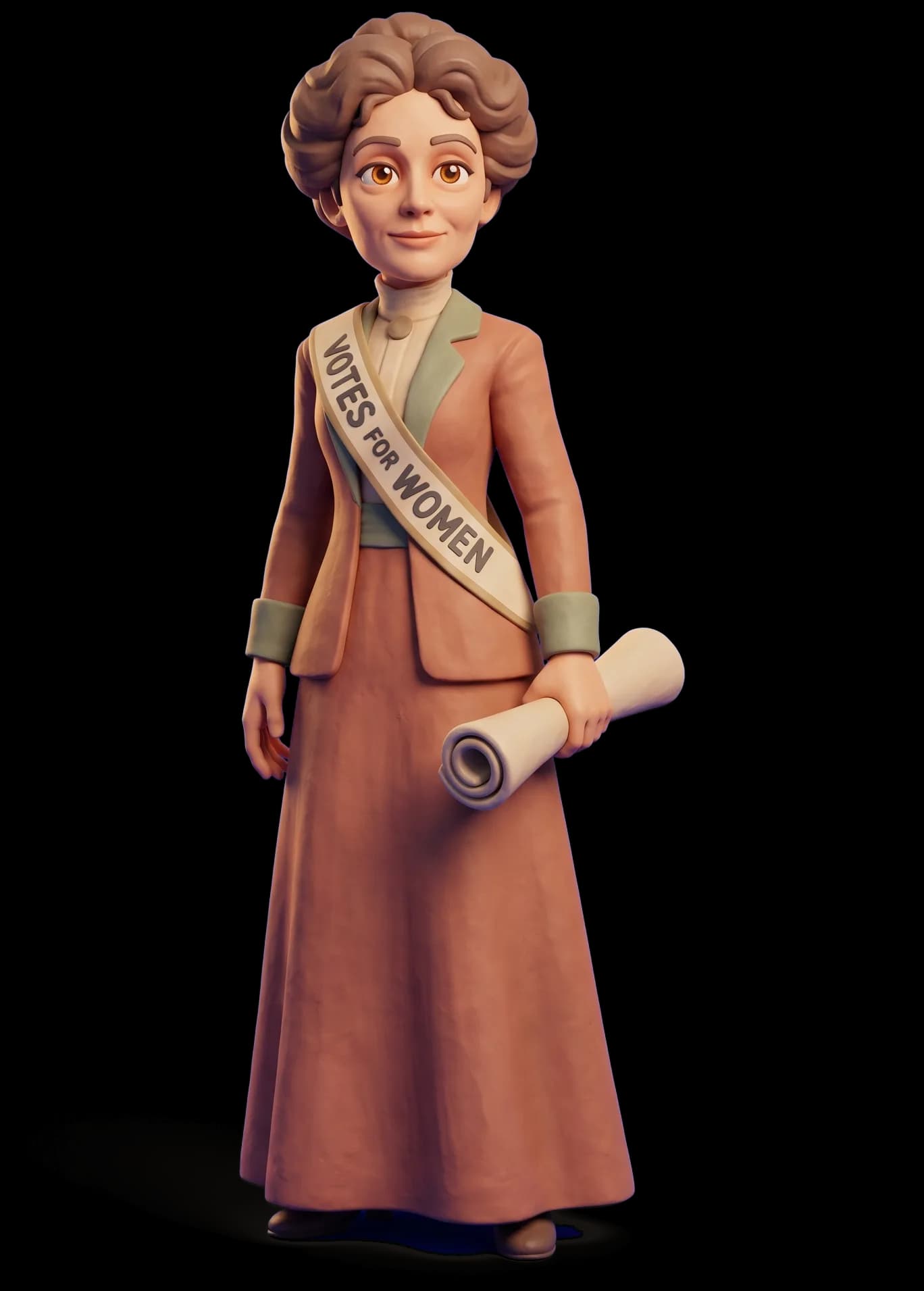 Emmeline Pankhurst as a clay figurine