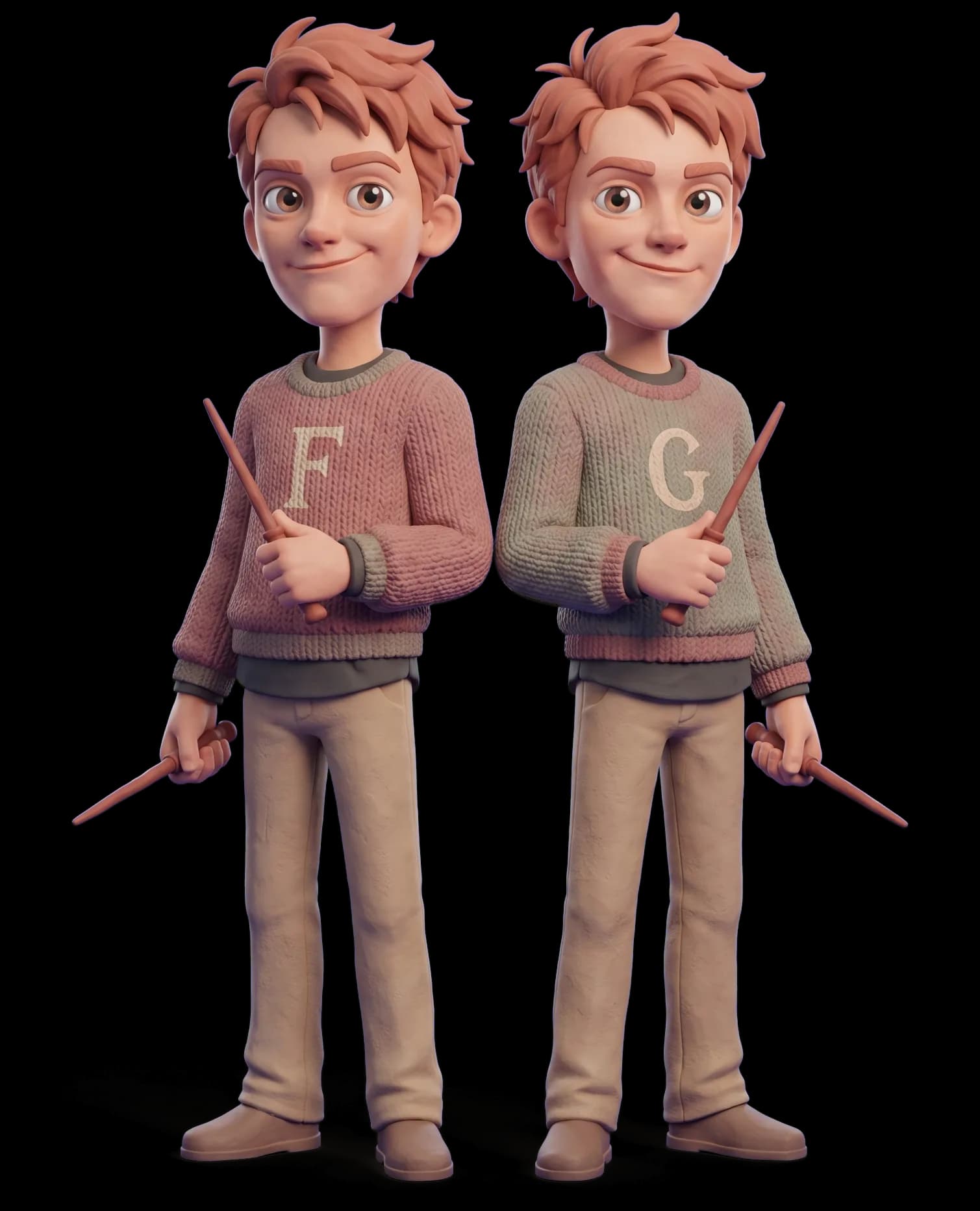 Fred and George Weasley as a clay figurine