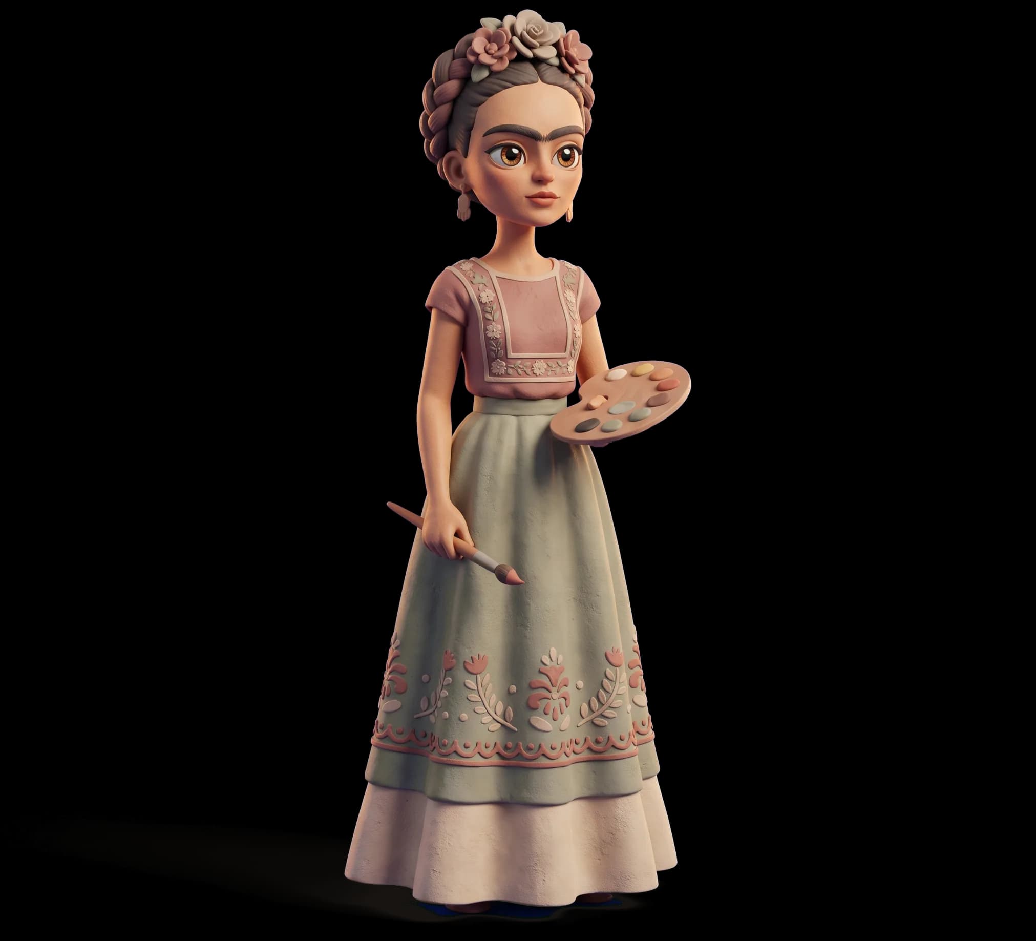 Frida Kahlo as a clay figurine