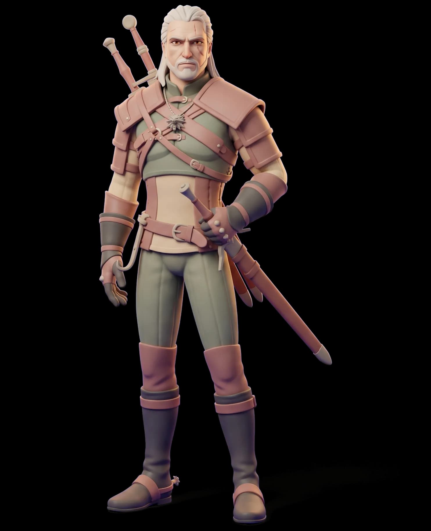 Geralt of Rivia as a clay figurine