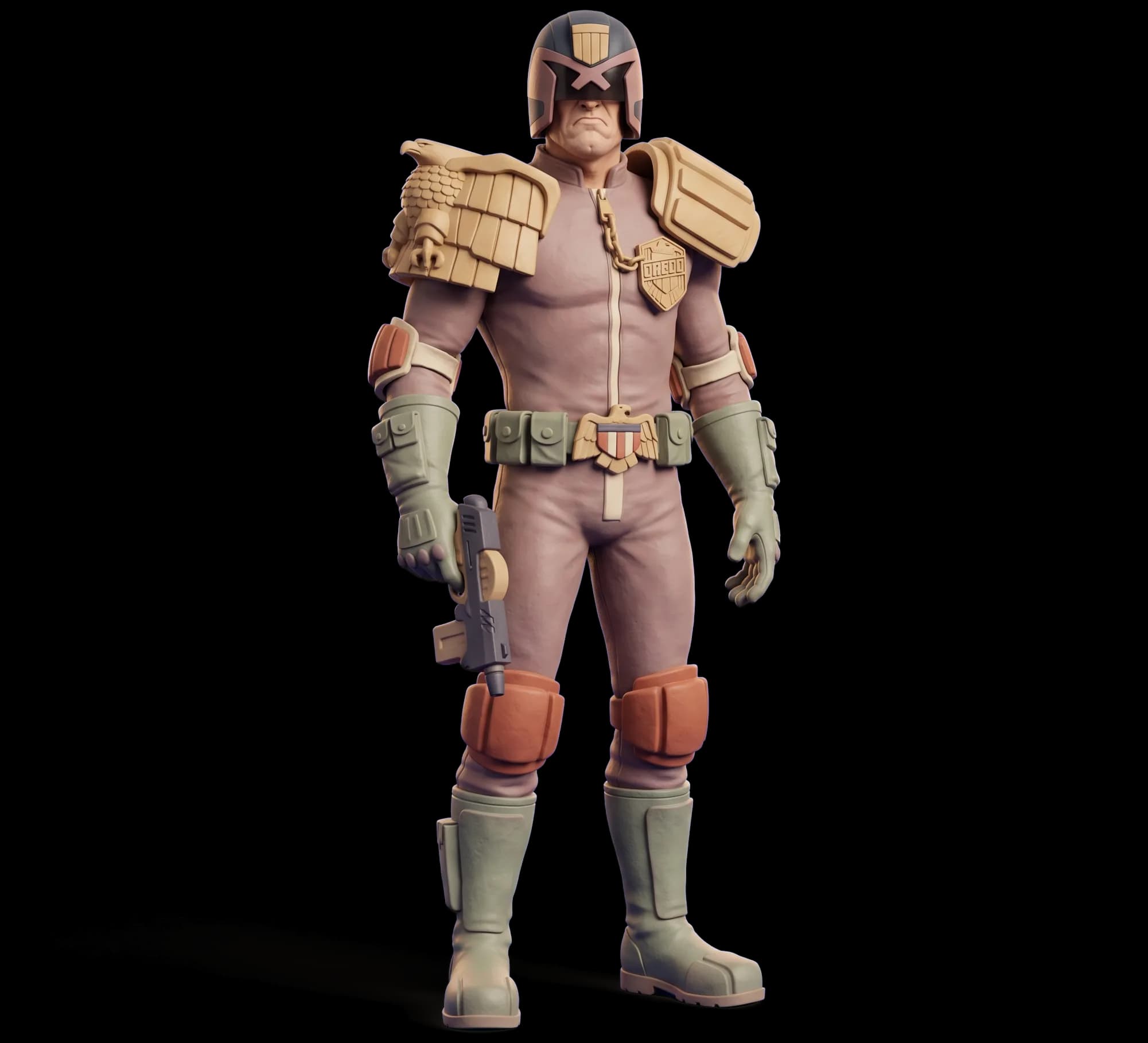 Judge Dredd as a clay figurine