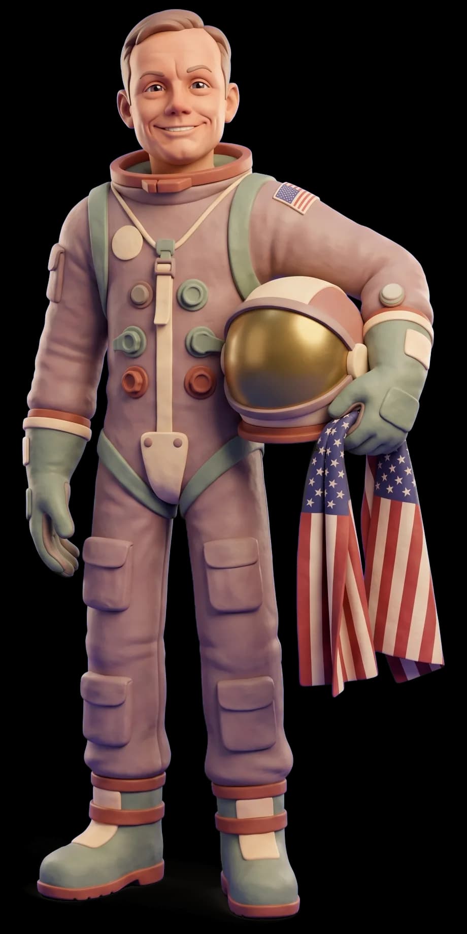 Neil Armstrong as a clay figurine