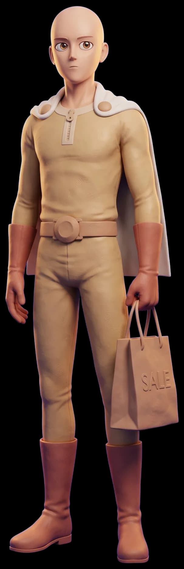 Saitama as a clay figurine