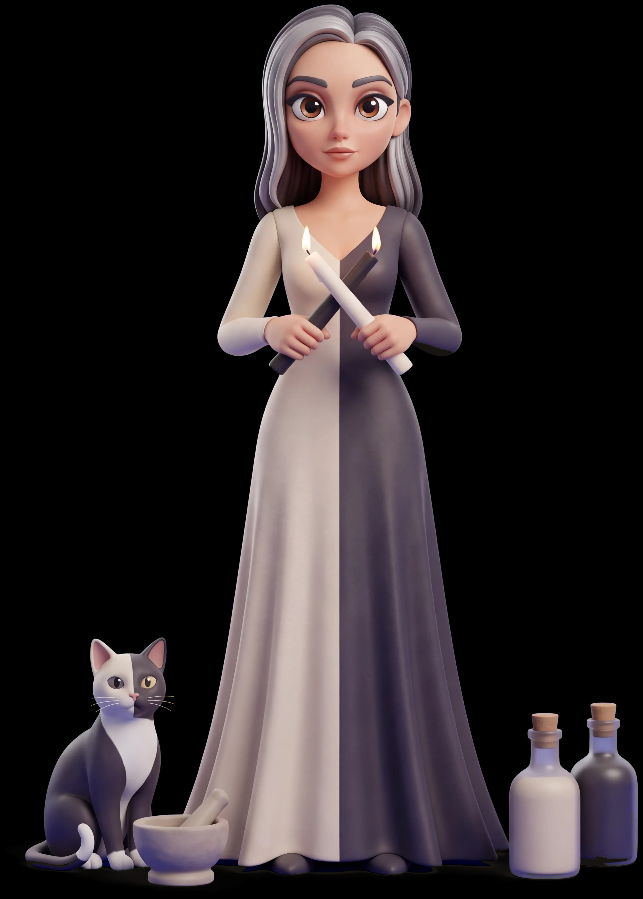 Gray Witch clay figure