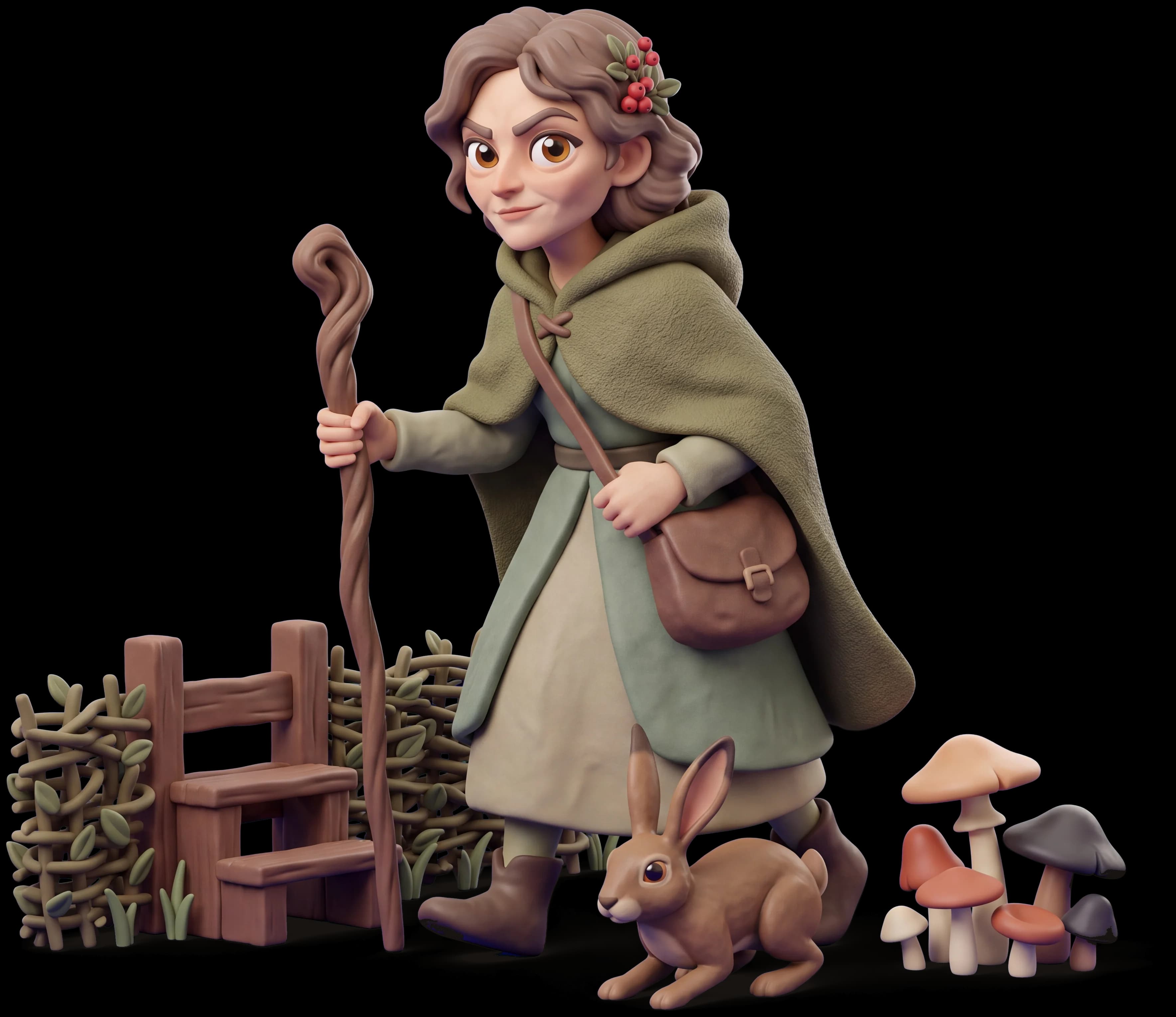 Hedge Witch clay figure